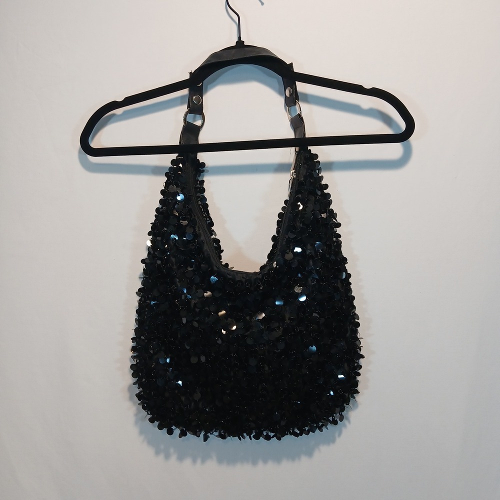 NWOT Y2K Sequin Hobo Slouch Shoulder Bag shiny goth boho 2000s rare htf glam